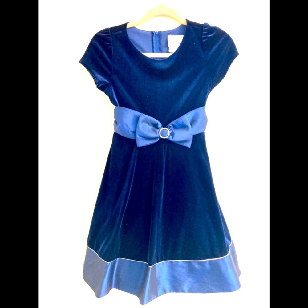 rare editions girls blue velvet christmas dress
